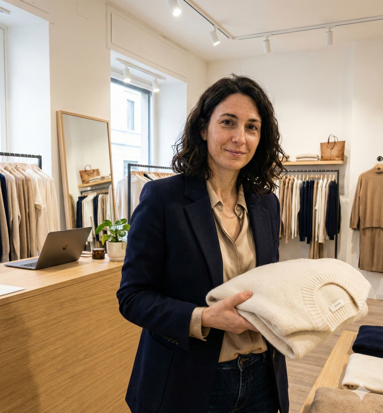 Joilie in her boutique in Milan